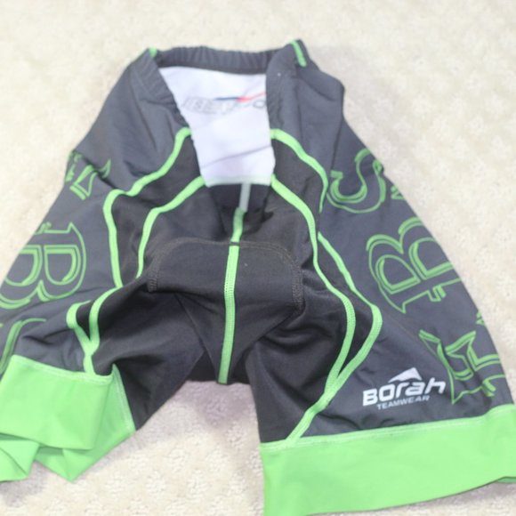 SALE! Borah Size S Black & Neon Green Padded Biking Shorts NWOT - Picture 1 of 3